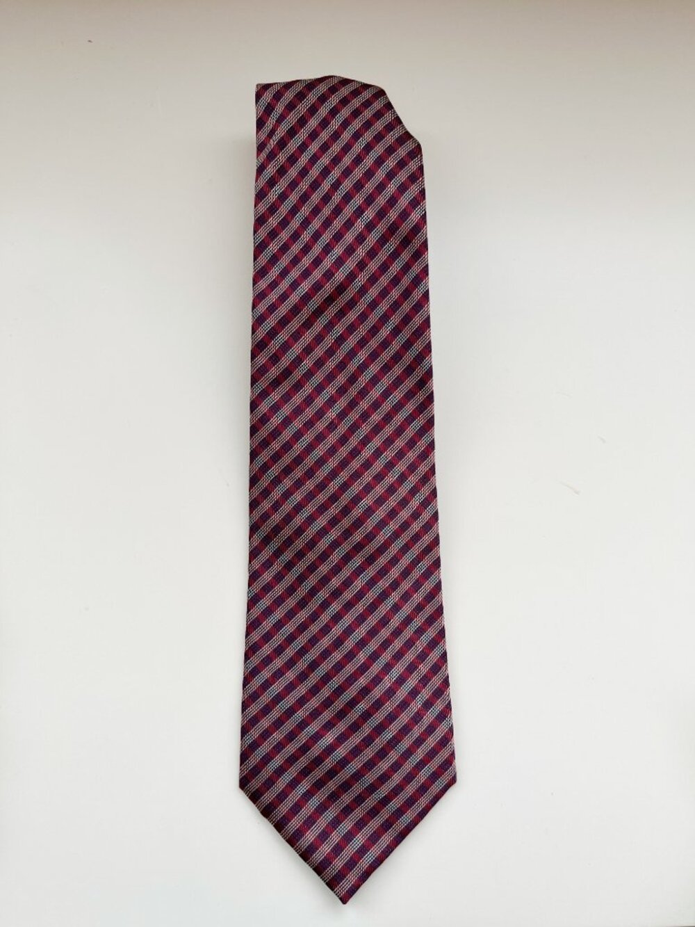 Nautica Red Plaid tartan Silk Tie Nautical Preppy farmhouse holiday vintage luxe